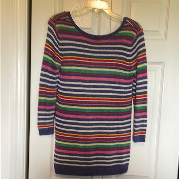 Talbots Sweaters - Women’s Talbots M 100% linen sweater Purple/pink horizontal striped 3/4 sleeves